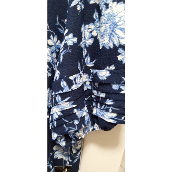 NWT Womens Short Sleeve Dark Floral Babydoll Dress Sz XL Blue Gauze Tiered - Picture 5 of 9